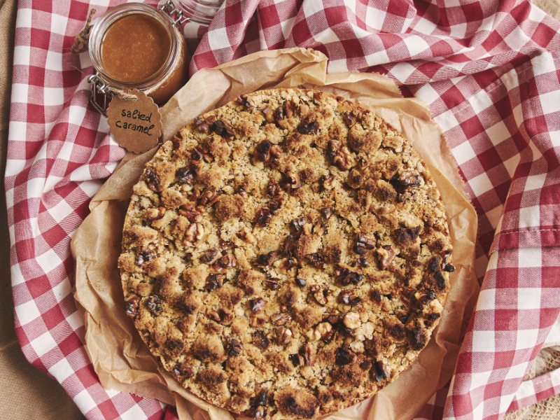 Crumble pêche abricot